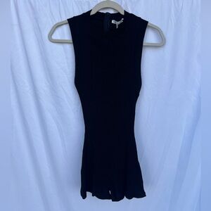 Zara Romper Ribbed Sleeveless Open Back Solid Black One Piece Size Small